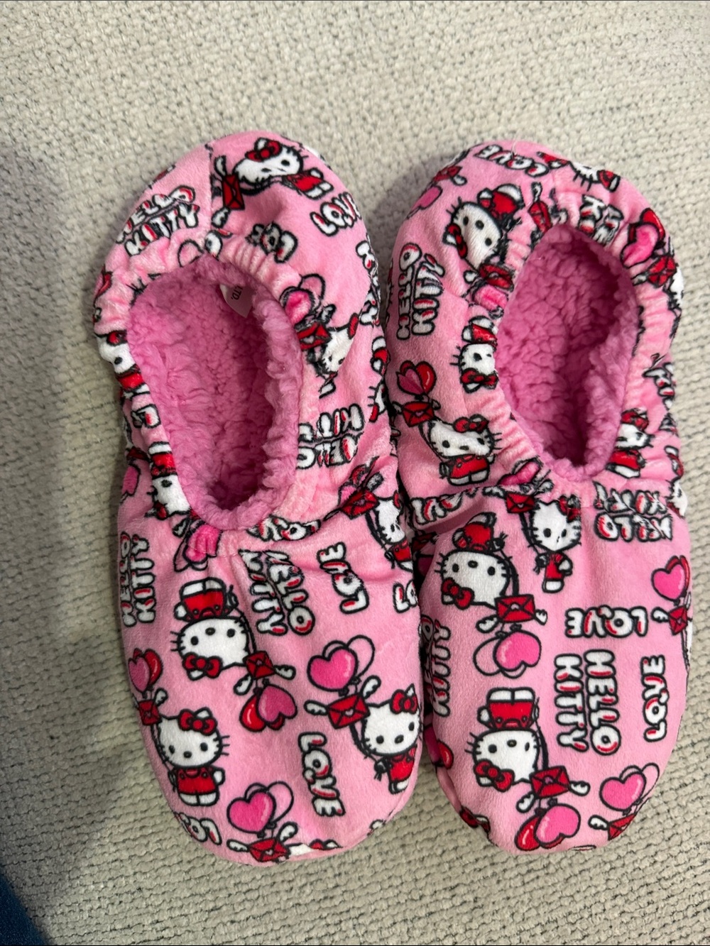 Hello Kitty Pink Plush Kids One-Piece Slipper Socks